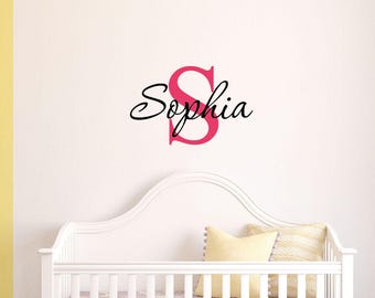 Personalized Name and Monogram Custom Girls Nursery Wall Decal Art #1291