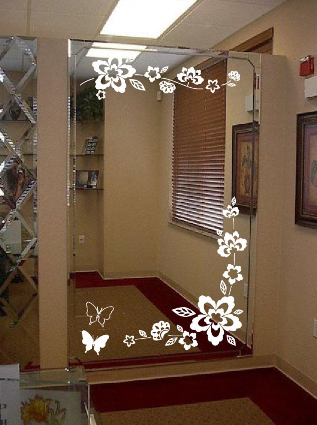 Large Wall Floral Blossom Nursery Mirror Ornament Butterfly Decal 1141 ...