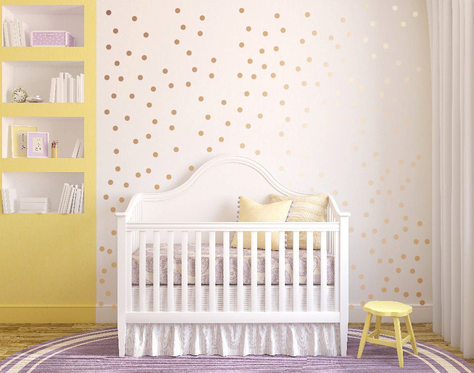 Gold Metallic Polka Dot Wall Decal Nursery Kids Room Peel and Etsy
