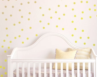 Polka Dot Wall Decal Nursery Kids Room Peel and Stick Circle Sticker Metallic Gold Silver Copper Removable Reusable 200 Dots Included