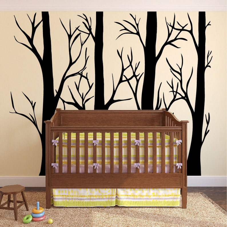Nursery Birch Tree Wall Decal Forest Set Vinyl Sticker Removable Kids Room Bedroom Decor Woodland Family 1310