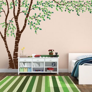 Birch Tree Nursery Wall Decal Forest Canopy Blowing Tree Leaves Vinyl Sticker Removable Choose From Over 50 Colors Custom 1376 image 4