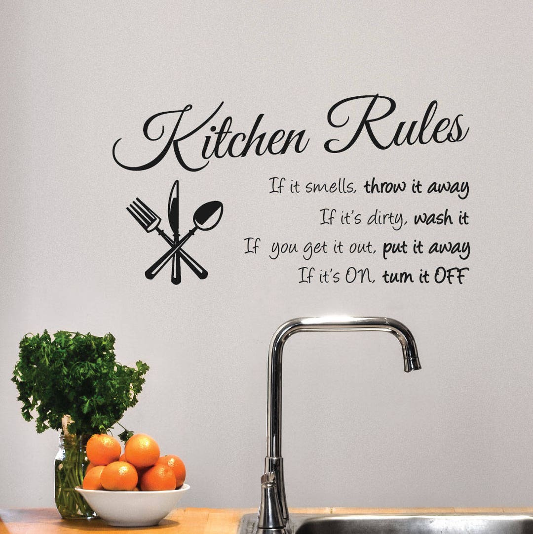 Kitchen Rules Wall Decal Sign Dining Room Decor Kitchen Decor Country ...