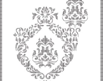 Large Wall  Damask STENCIL Pattern FAUX MURAL 1056