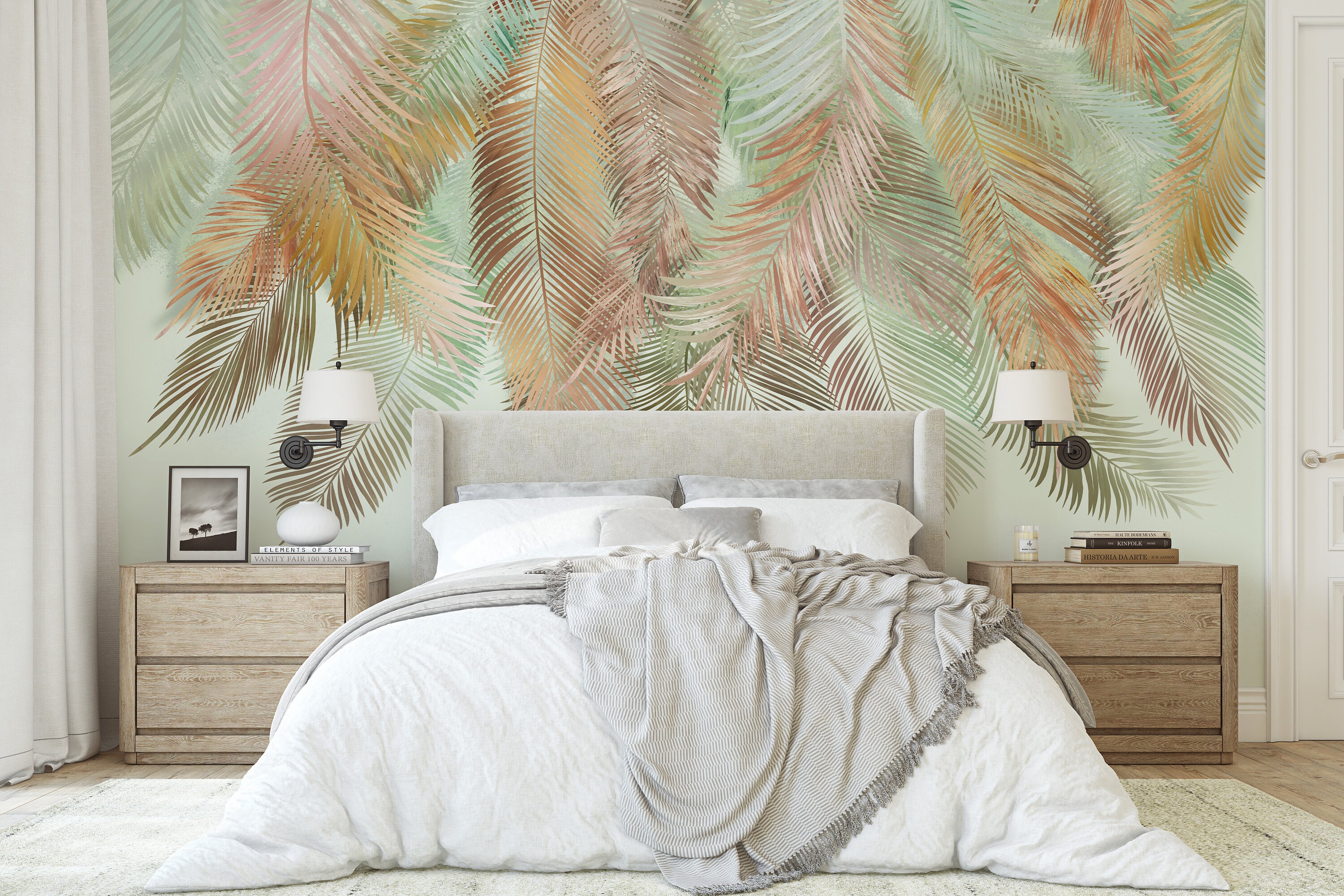 Palm Leaf Peel and Stick Wallpaper Self Adhesive Tropical Décor Fabric ...
