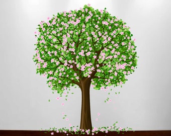 Large Nursery Tree Wall Blossom Leaf Decal Fruit Season Sticker Girl Art Decor #1179