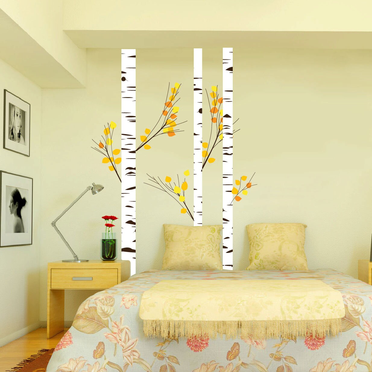 Nursery Birch Tree Wall Decal Forest With Leafs and Branches Etsy