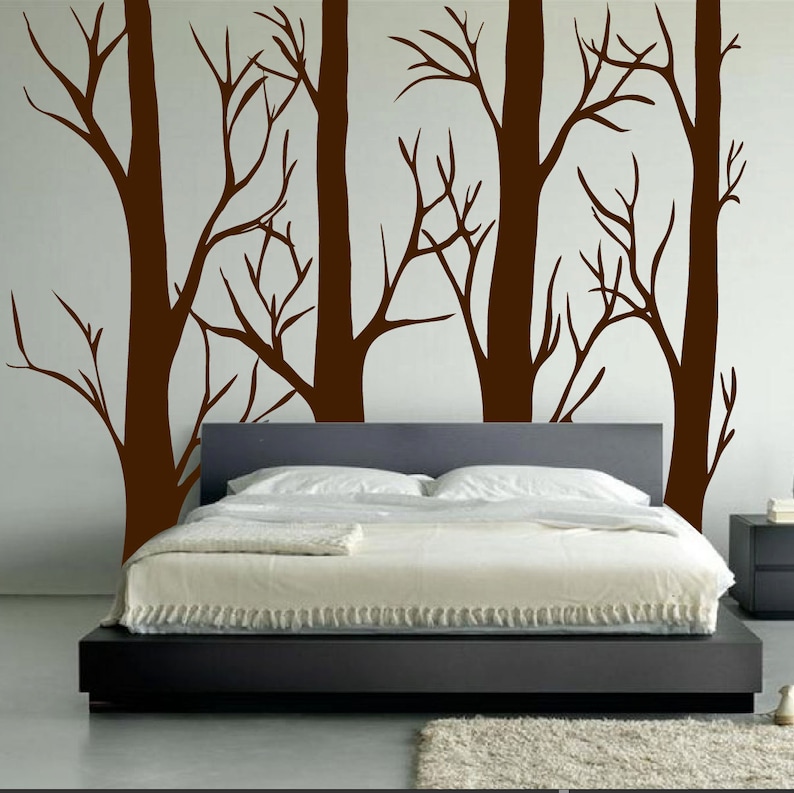 Nursery Birch Tree Wall Decal Forest Set Vinyl Sticker Removable Kids Room Bedroom Decor Woodland Family 1310
