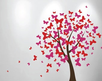 Large Wall Tree Baby Nursery Decal Butterfly Cherry Blossom 1140 (6 feet tall)