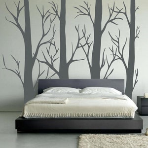 Nursery Birch Tree Wall Decal Forest Set  Vinyl Sticker Removable Kids Room Bedroom Decor Woodland Family 1310