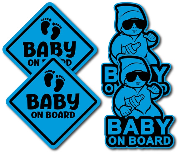 Baby On Board Aufkleber Aufkleber Schilder Für Auto Coole Sonnenbrille Baby  4er Pack 15 x 5 6 Jahre Outdoor Haltbarkeit - .de