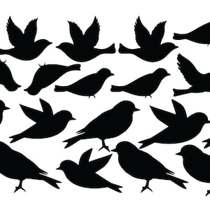 Bird Wall Decal Stickers Peel and Stick Decor Flying Sitting Removable and Reusable Vinyl Wall Art Decor Great With Large Tree Decals #1387