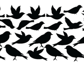 Bird Wall Decal Stickers Peel and Stick Decor Flying Sitting Removable and Reusable Vinyl Wall Art Decor Great With Large Tree Decals #1387