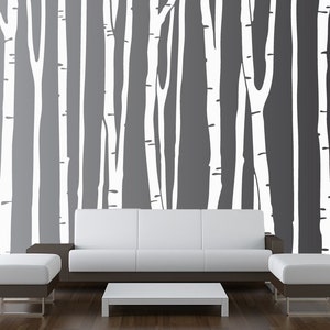 Large Wall Birch Tree Decal Forest Kids Vinyl Sticker Removable 9 trees 5 foot tall 1109 image 1