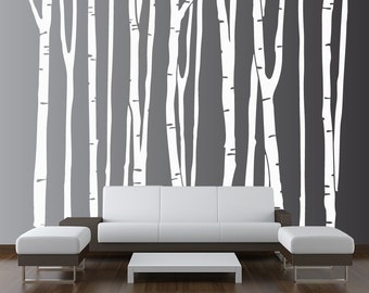 Large Wall Birch Tree Decal Forest Kids Vinyl Sticker Removable (9 trees) 5 foot tall 1109