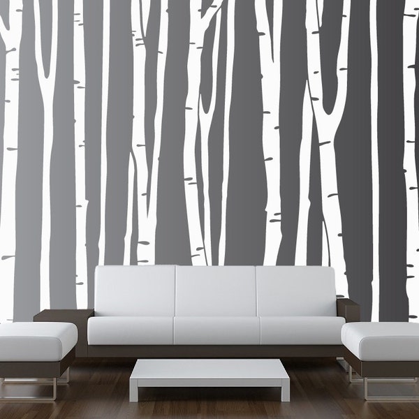 Large Wall Birch Tree Decal Forest Kids Vinyl Sticker Removable (9 trees) 5 foot tall 1109