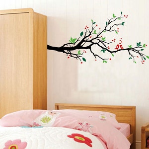 Tree Branch Wall Decal Love Birds Vinyl Sticker Nursery Leaves Hearts ...