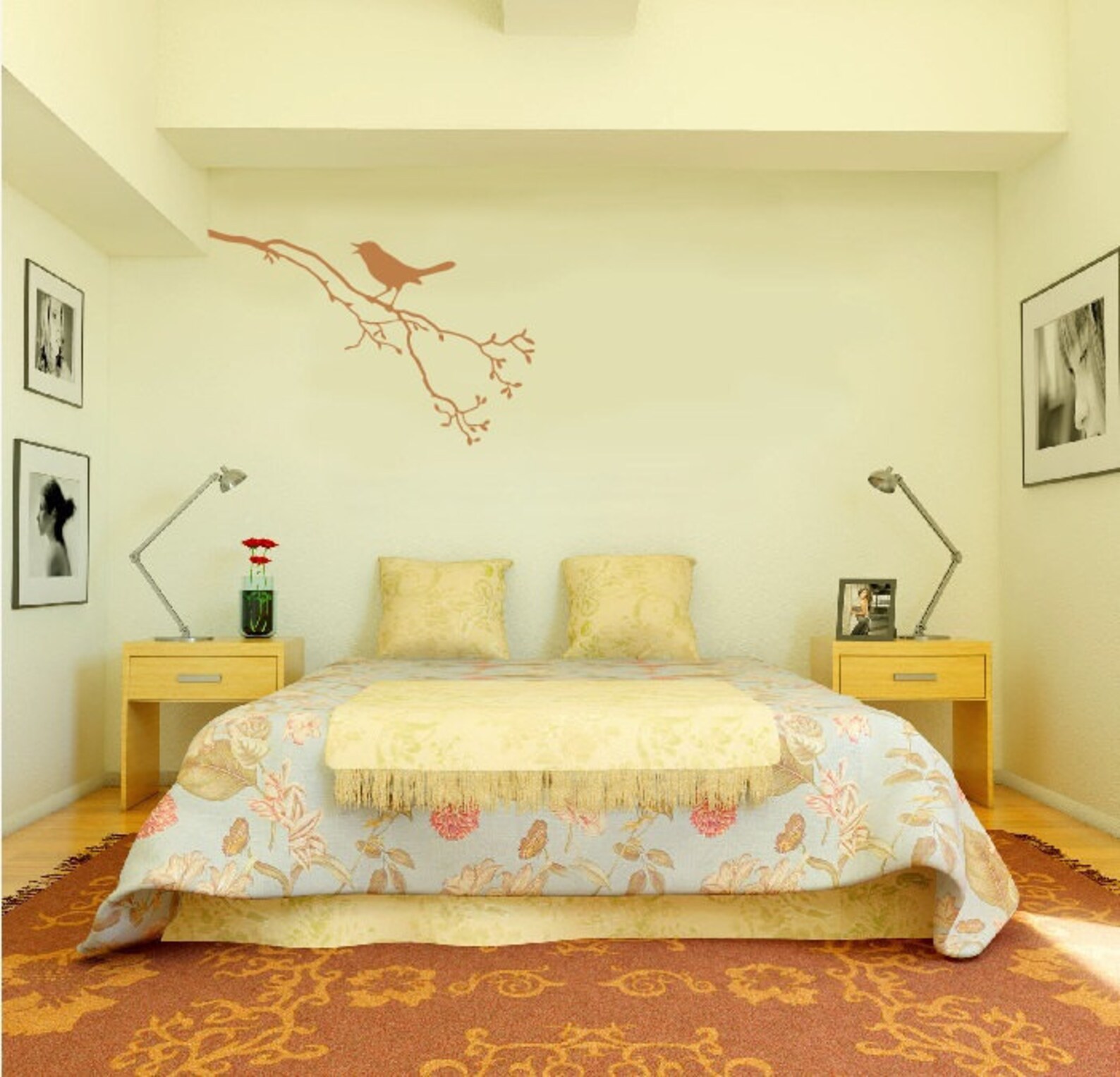 Large Wall Tree Branch Nursery Decal With Bird on Branch 1113 Etsy