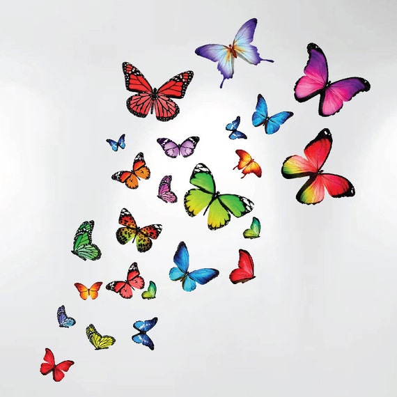 Colorful Butterfly Nursery Kids Wall Decals Set of 40 #3002