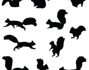 Squirrel Chipmunk Wall Decal Nursery Sticker Set Forest Animals for Tree Wall Birch Woods #1250