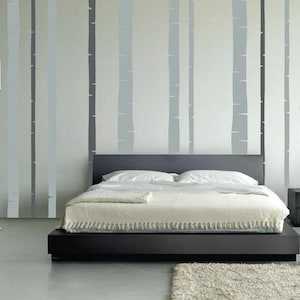 Large Birch Tree Wall Decal Forest Nursery Set 2 Colors (12 trees) 9ft tall 1197
