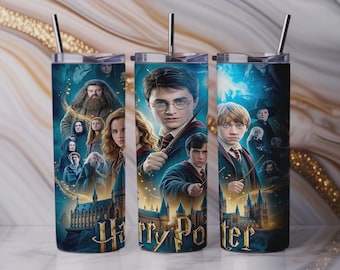 Adesivo PNG per bicchiere da 20 once della Scuola di Magia / Design per sublimazione fantasy dell'Accademia di Magia / Download digitale del Castello Oscuro