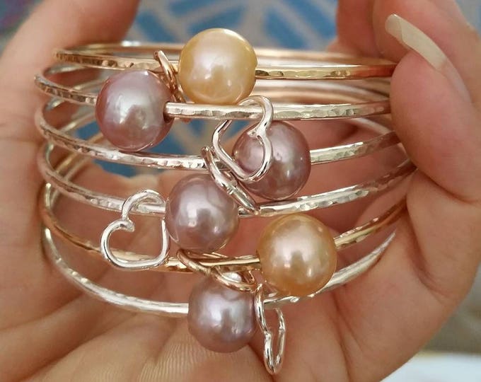 Edison Pearl Bangles Hawaii Bangles Etsy