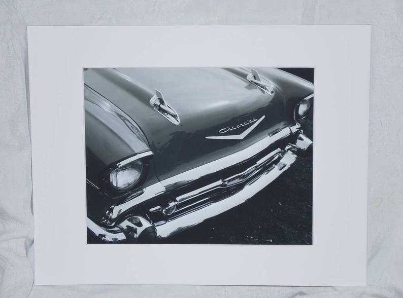 Classic Car Photography 8 X 10 Matted Photo Black And White 1957 Chevy Retro Black White Art Collectibles Minyamarket Com