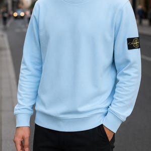 Moletom Stone Island com patch de bússola | Moletom de algodão com gola redonda | Manga longa