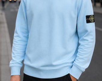 Felpa Stone Island con toppa bussola | Maglione girocollo in cotone | Maniche lunghe
