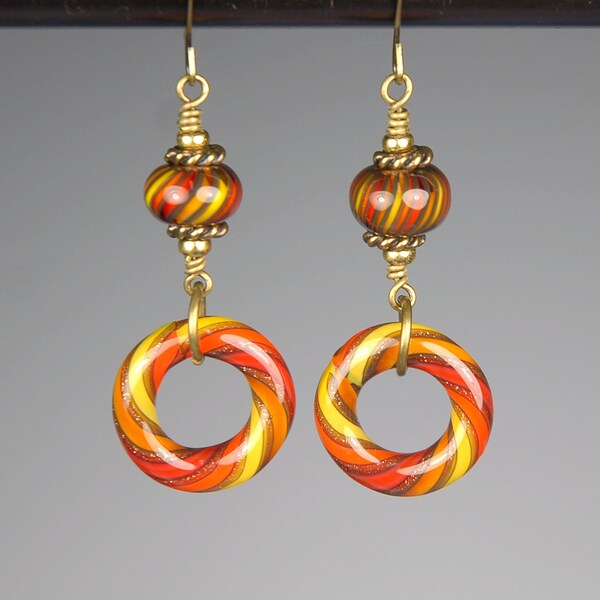 Glass Earrings 29 – Red, Orange, Yellow
