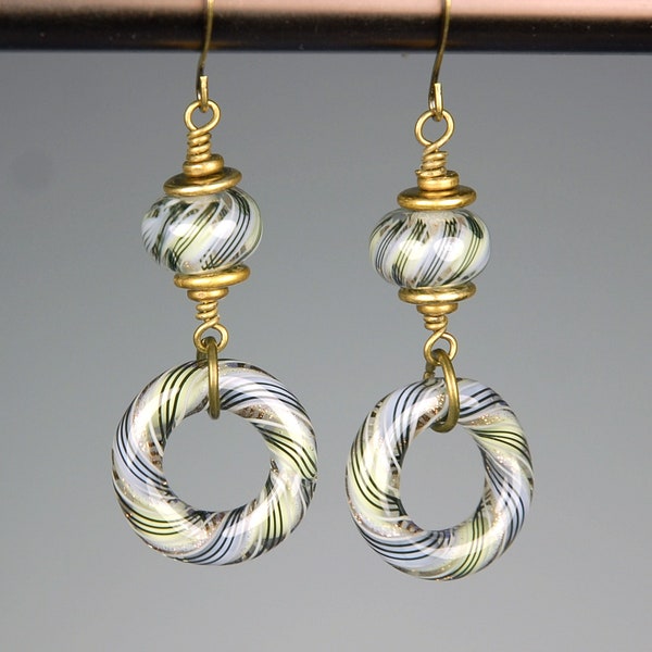 Glass Earrings 12 – Mint Green, Pale Blue