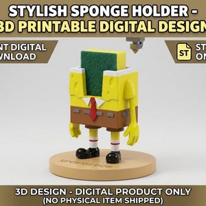 スポンジキャラクターホルダー｜3Dプリント可能なデスクオーガナイザー（デジタルダウンロード）
