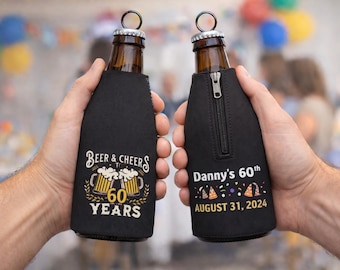 Personalized Photo Bottle Cooler zippered Neoprene Bottle Huggie