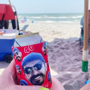 Personalized Beverage Insulator, Neoprene can huggie, Custom Can Cooler, Custom Face Can Cooler, Soda Can Cooler, no minimum, bulk discount