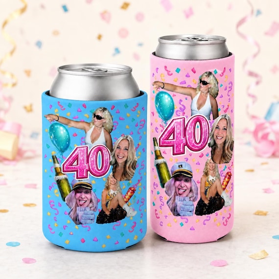 Custom Photo Can Cooler – Personalized Drink Sleeve for Birthday Party, Wedding Favor, Bachelor Bash, or Family Reunion Gift