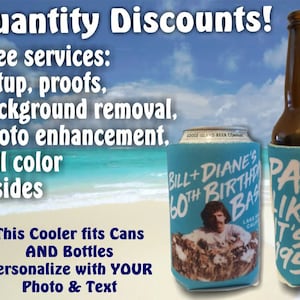 can cooler personalized, bulk wedding can coolers, slim can face can cooler, personalized custom cozie, cozies quantity discount bulk