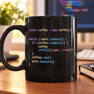 Funny Programmer Coffee Mug, Coding Refill Sip Execute Work Cup, Gift For Coworkers Software Developer Coder Friend , Birthday Gift