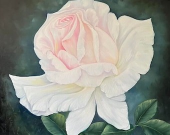 Large Moonllight Soft Rose Oil Painting