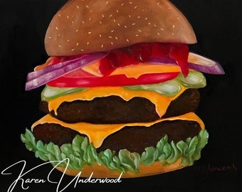 Cheese Burger - Peinture à l'huile