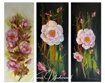 Roses roses et roses musquées - peinture à l’huile