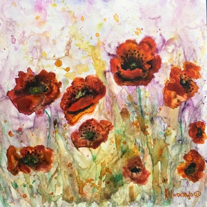 Watercolour Poppies Painting