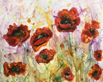 Peinture de coquelicots d’aquarelle