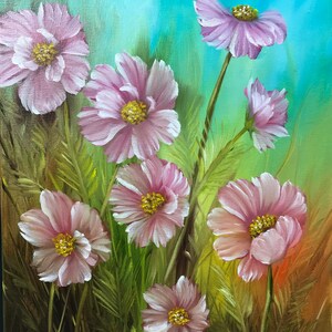 SALE - Pink Cosmos Original Painting