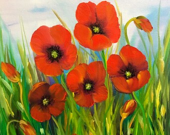 Red Poppies Oil Painting