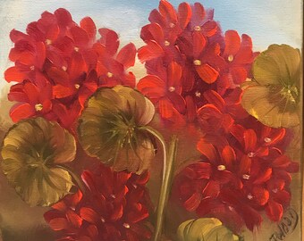 Geraniums Oil Painting