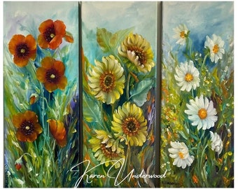 Mix Flower set of paintings - oil painting