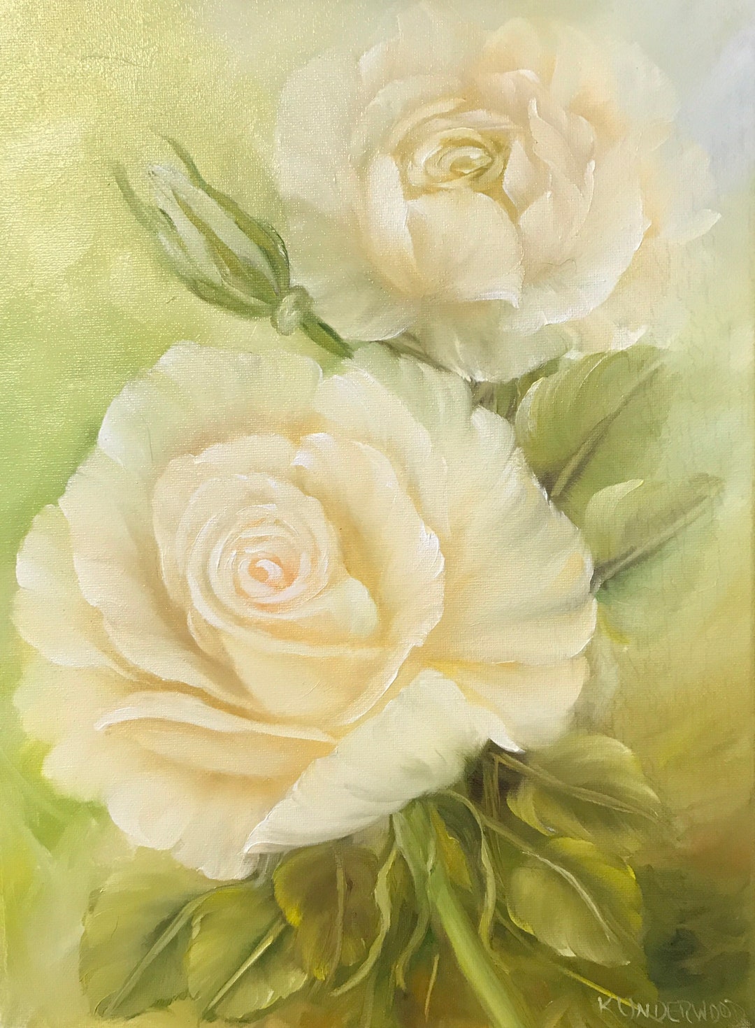 Soft Roses Art Soft Roses White Oil Painting on Box Canvas - Etsy