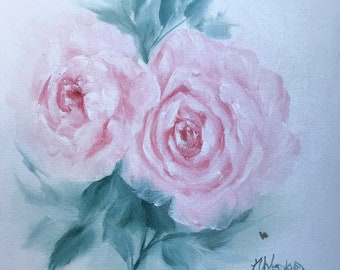 Romantic Pink Rose  Oil Painting