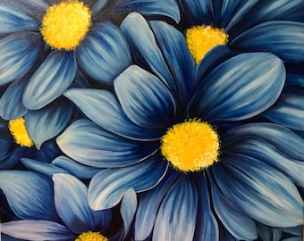 Blue Daisy 50 x 60 cm Box Canvas Oil Painting